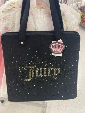 Juicy Couture TOTE BAG Black Tote XL SHOPPING SWIM BEACH BAG overnight bag